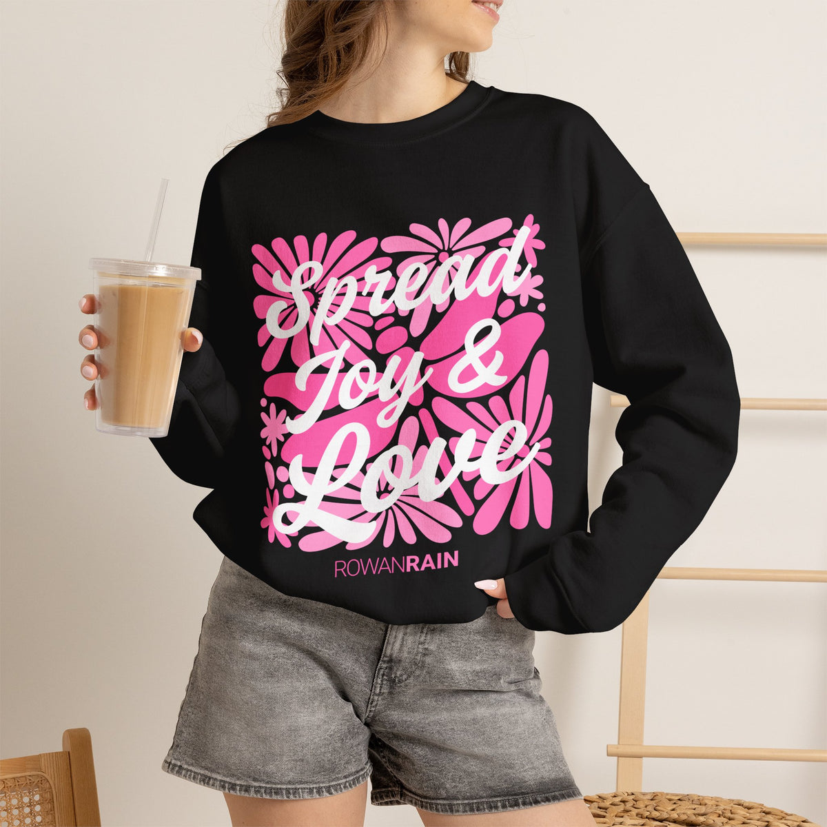 Pink Spread Joy and Love with Dragonfly and Flowers Sweatshirt
