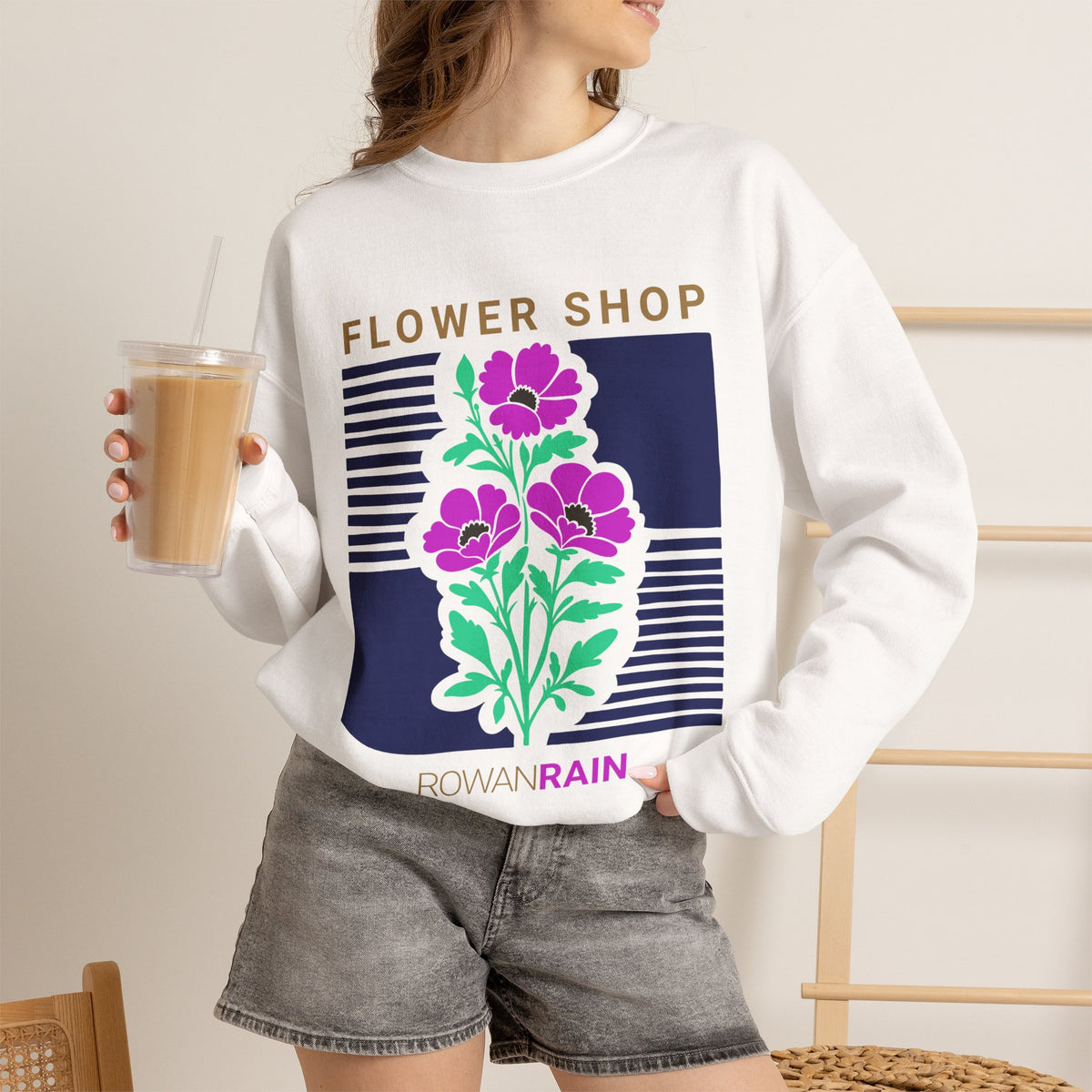 Purple, Green, Blue, and Gold Flower Shop Sweatshirt