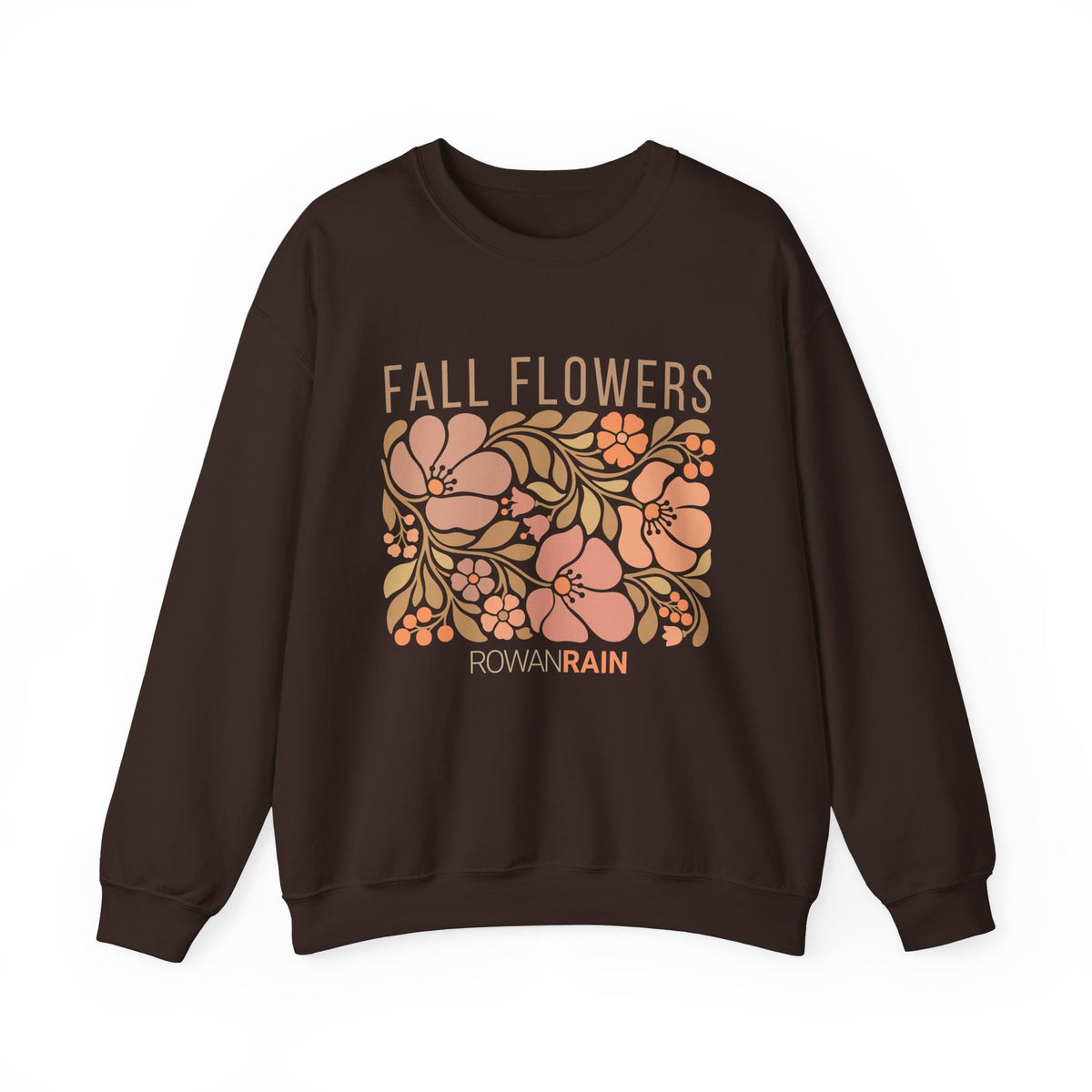 Green, Peach, and Tan Fall Flowers Sweatshirt