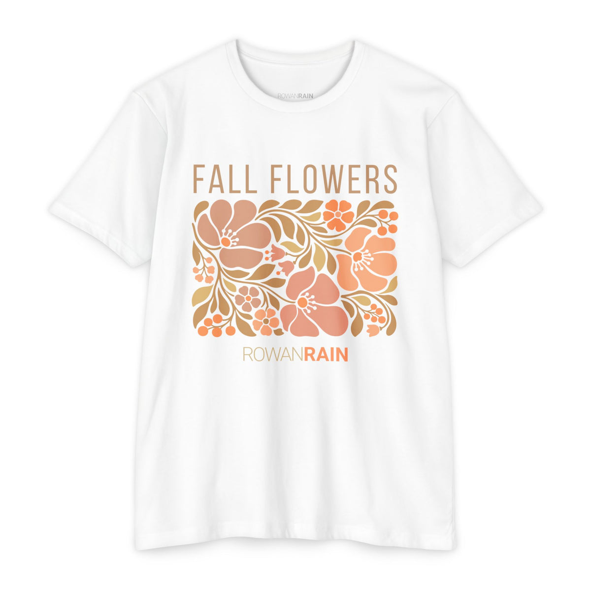 Green, Tan, and Orange Fall Flowers Tee