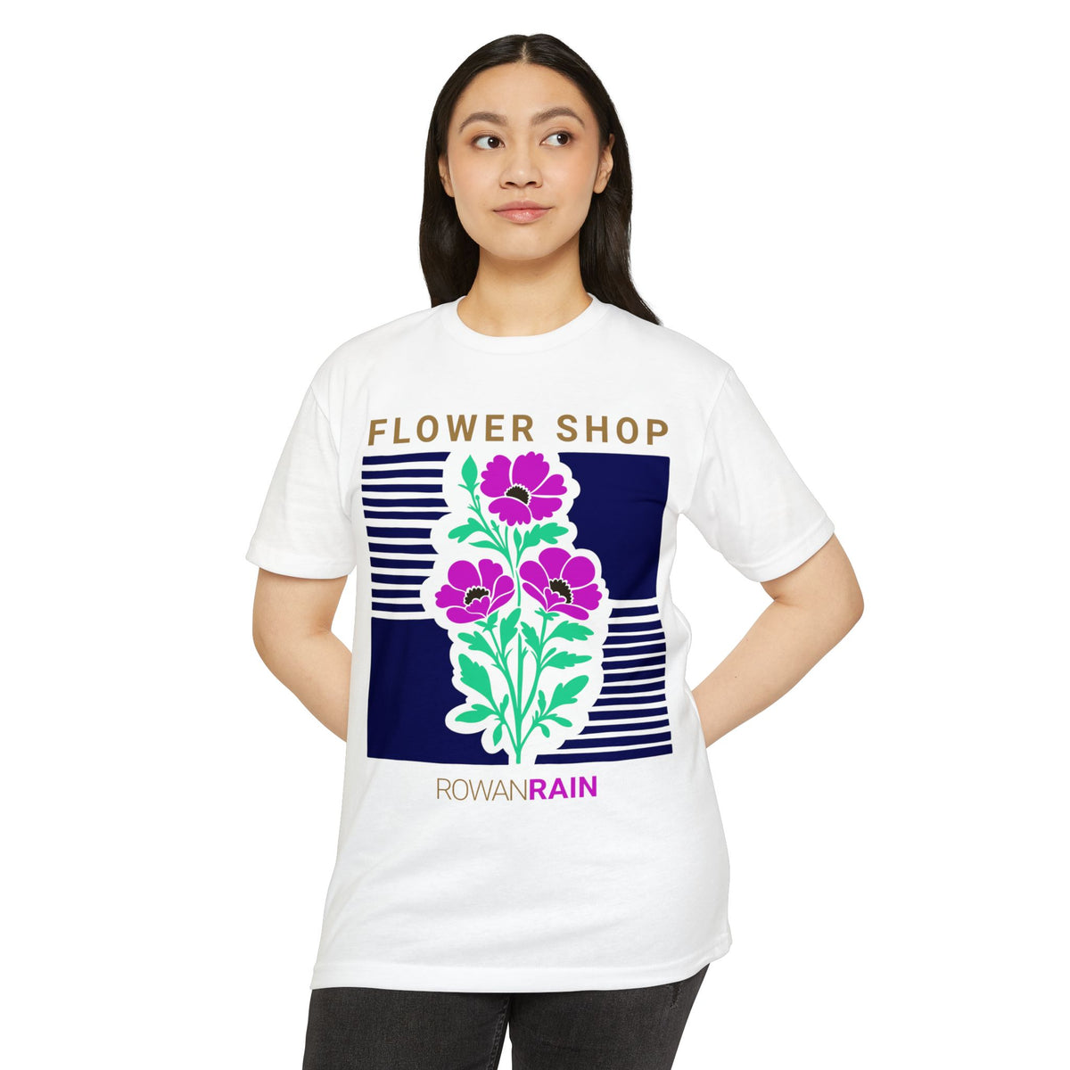 Purple, Green, Blue, and Gold Flower Shop Tee