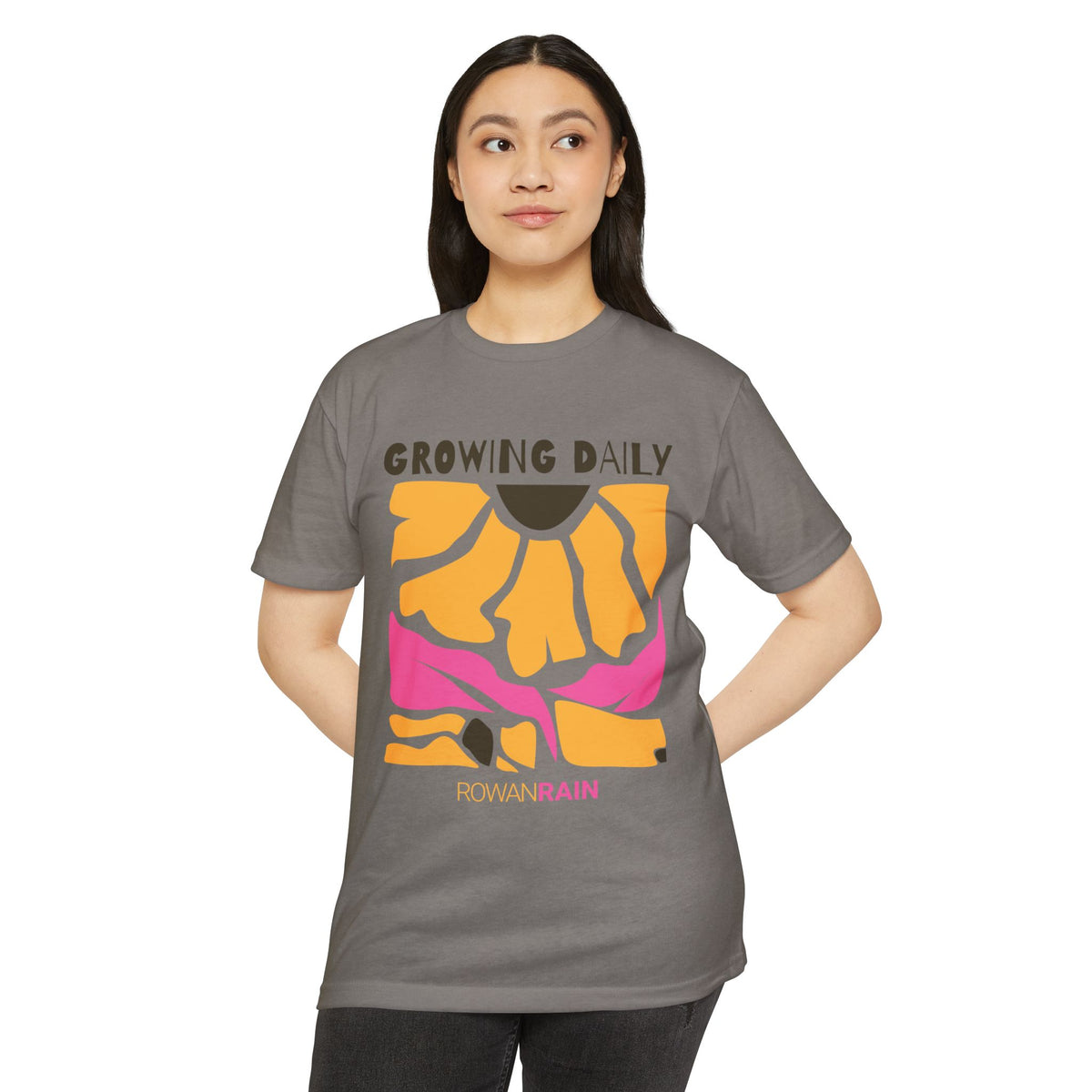 Pink and Yellow Growing Daily Sunflower Tee