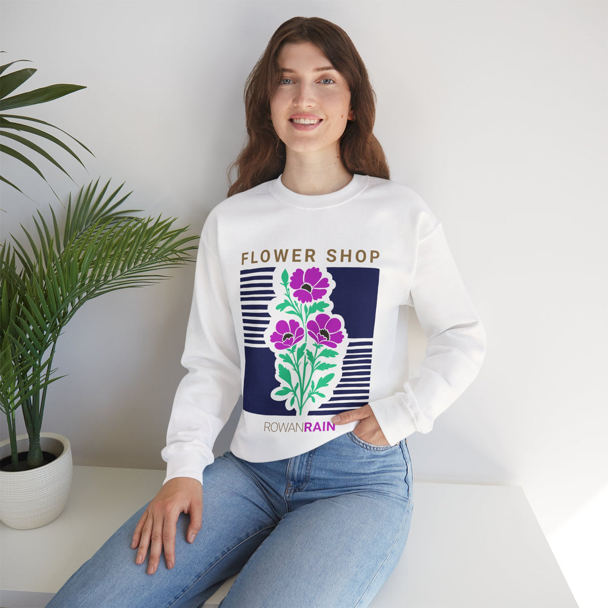 Purple, Green, Blue, and Gold Flower Shop Sweatshirt