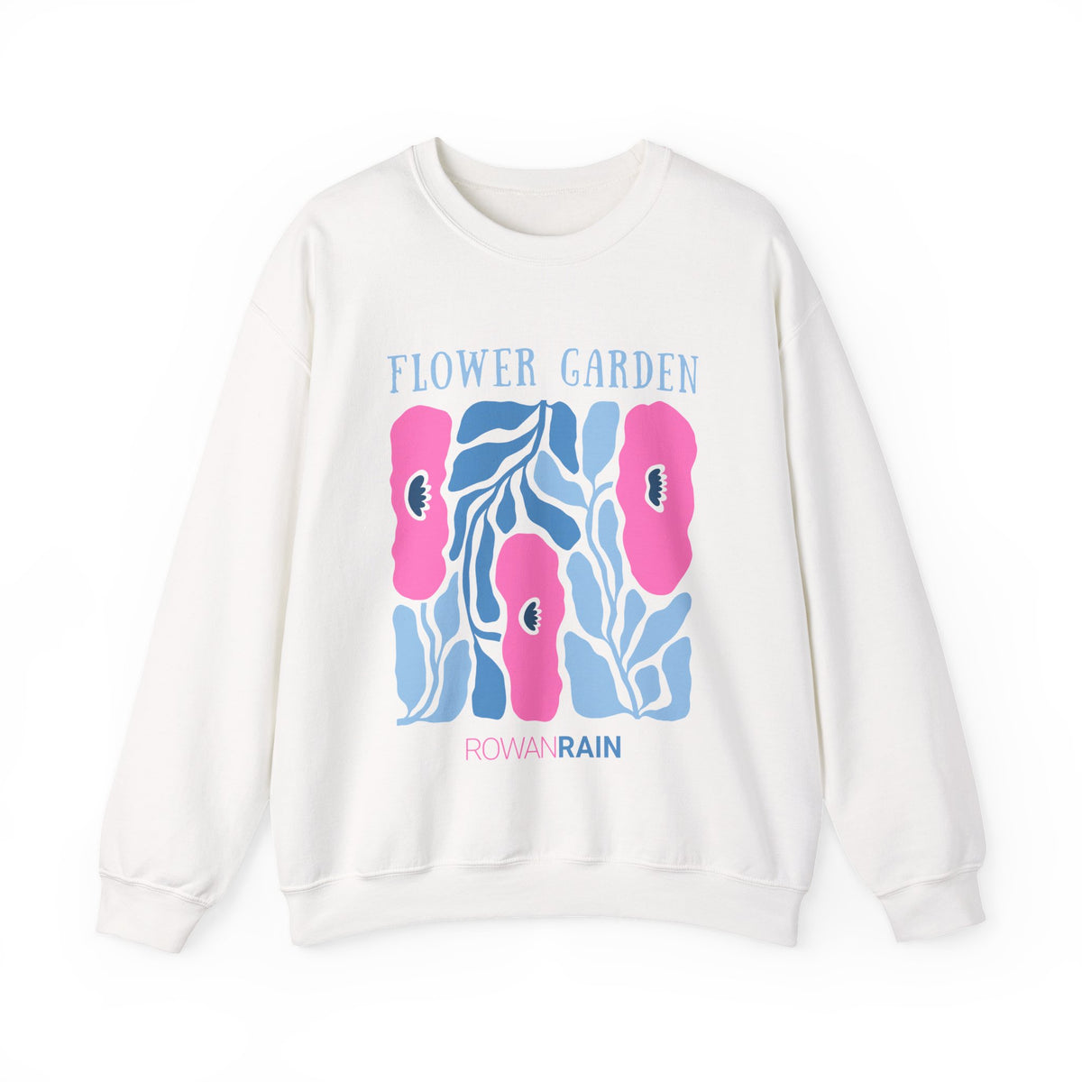 Pink and Blue Flower Garden Sweatshirt