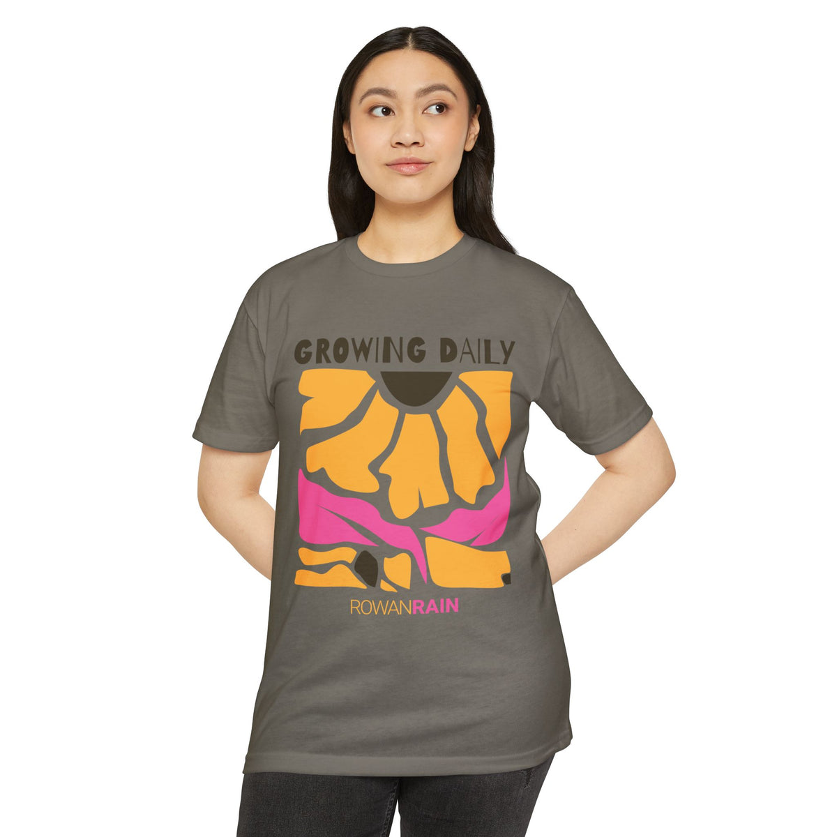 Pink and Yellow Growing Daily Sunflower Tee