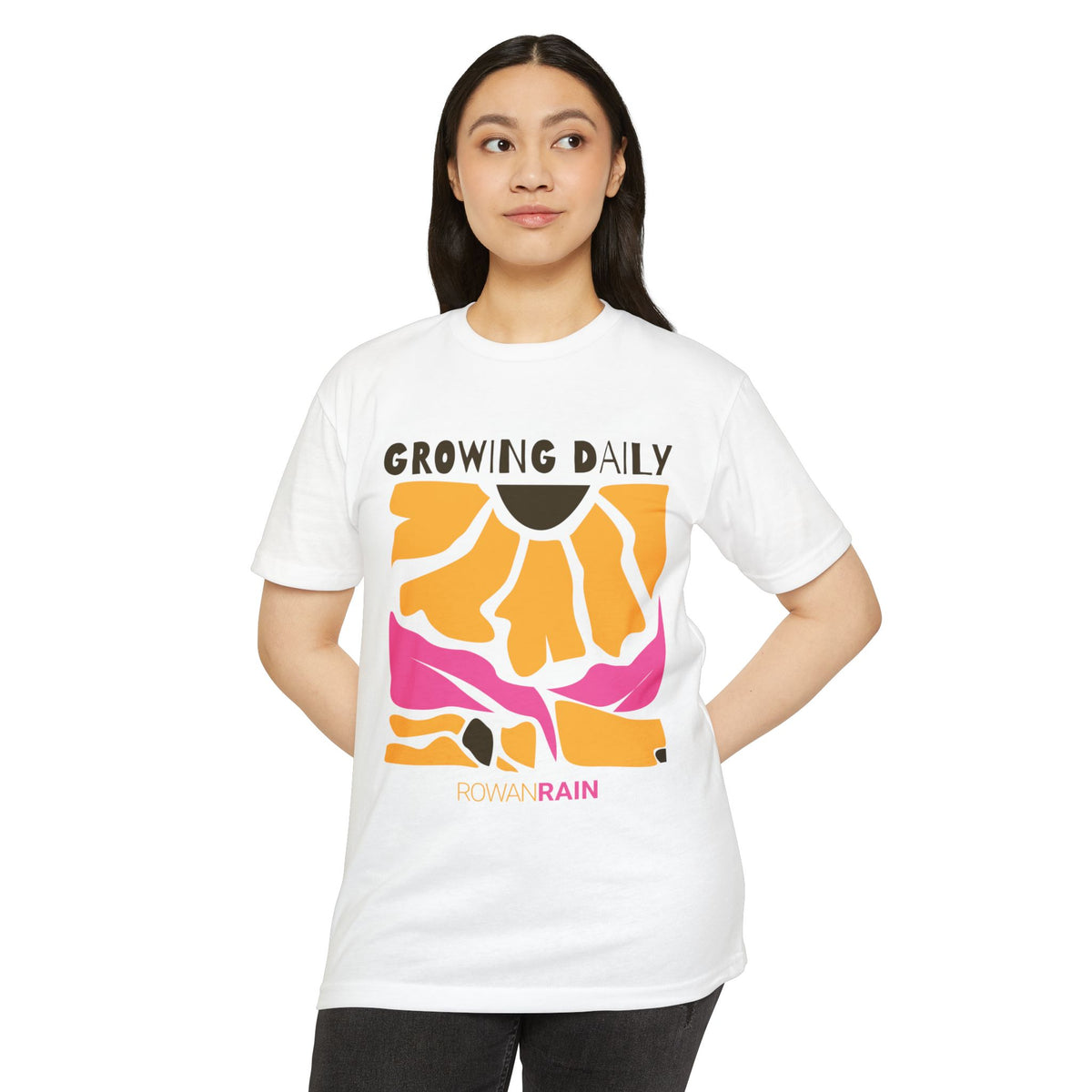 Pink and Yellow Growing Daily Sunflower Tee
