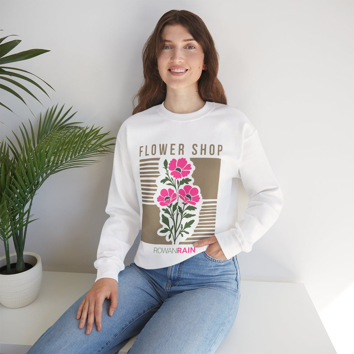 Pink, Green, and Gold Flower Shop Sweatshirt