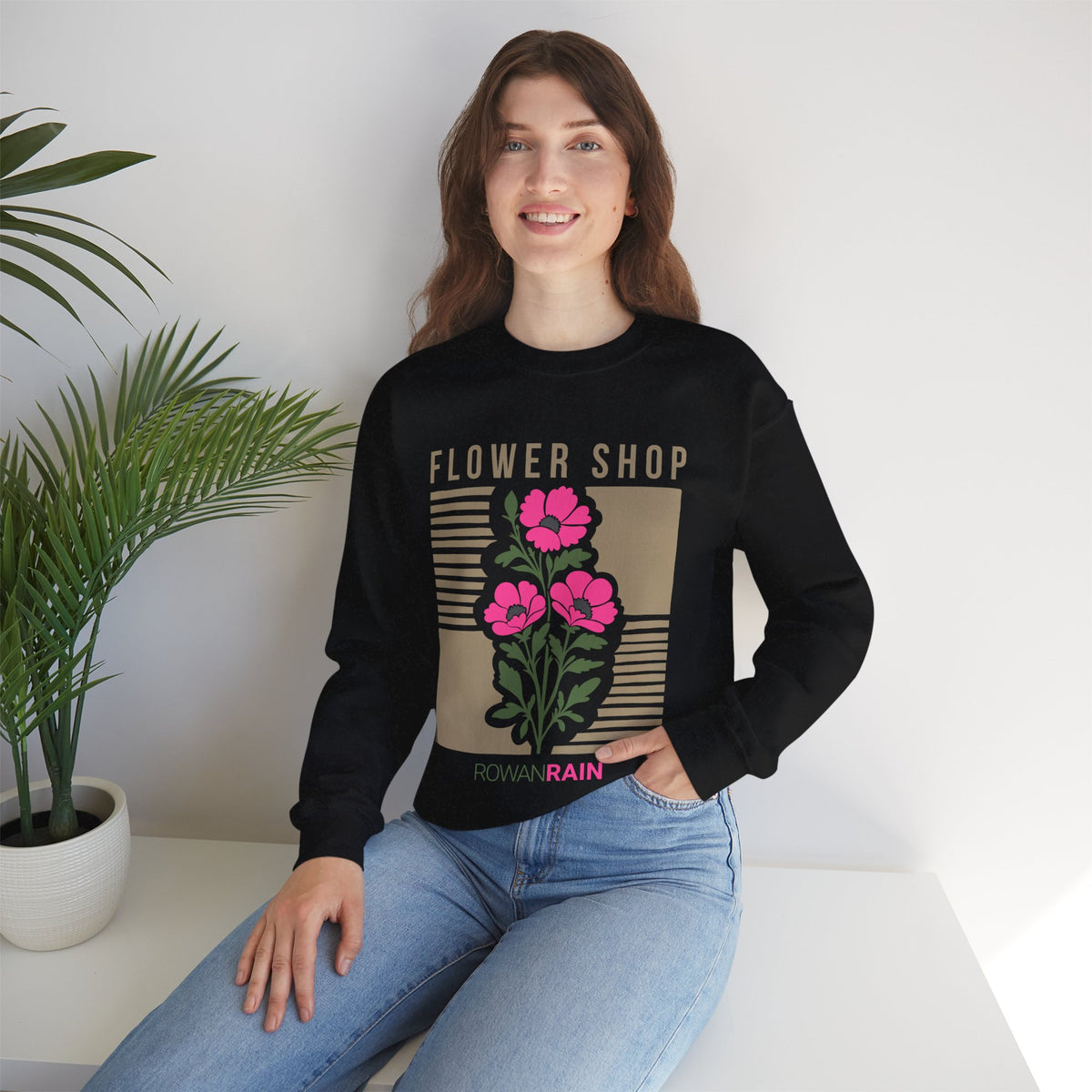 Pink, Green, and Gold Flower Shop Sweatshirt