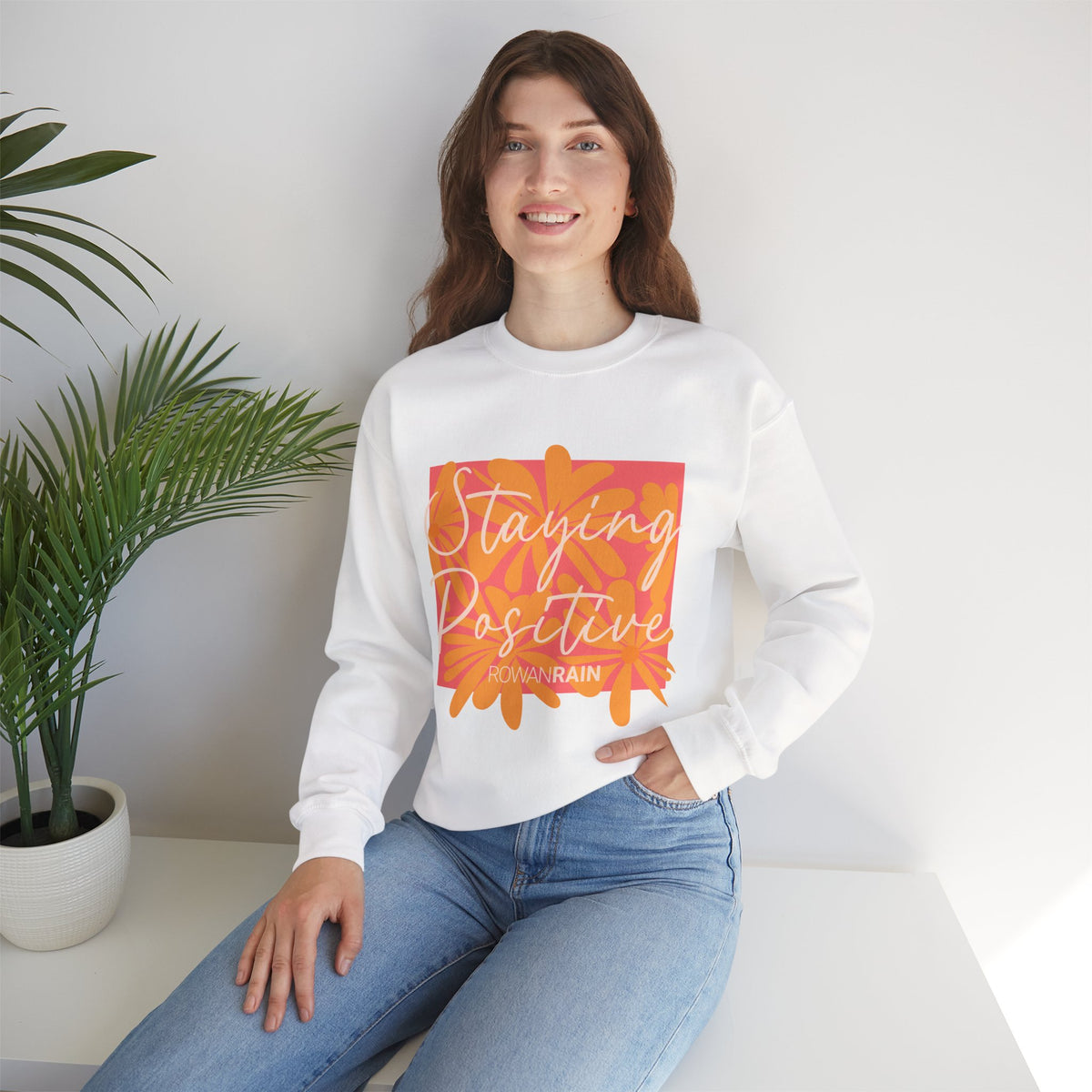 Pink and Orange Staying Positive Sweatshirt