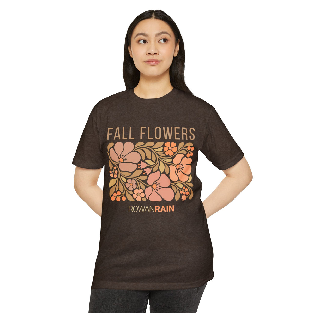 Green, Tan, and Orange Fall Flowers Tee