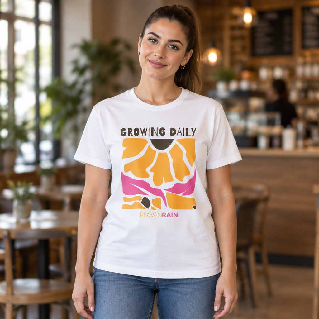 Pink and Yellow Growing Daily Sunflower Tee