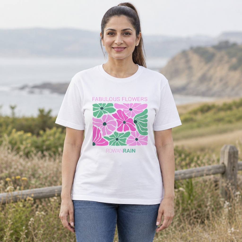 Pink and Green 8 Fabulous Flowers Tee