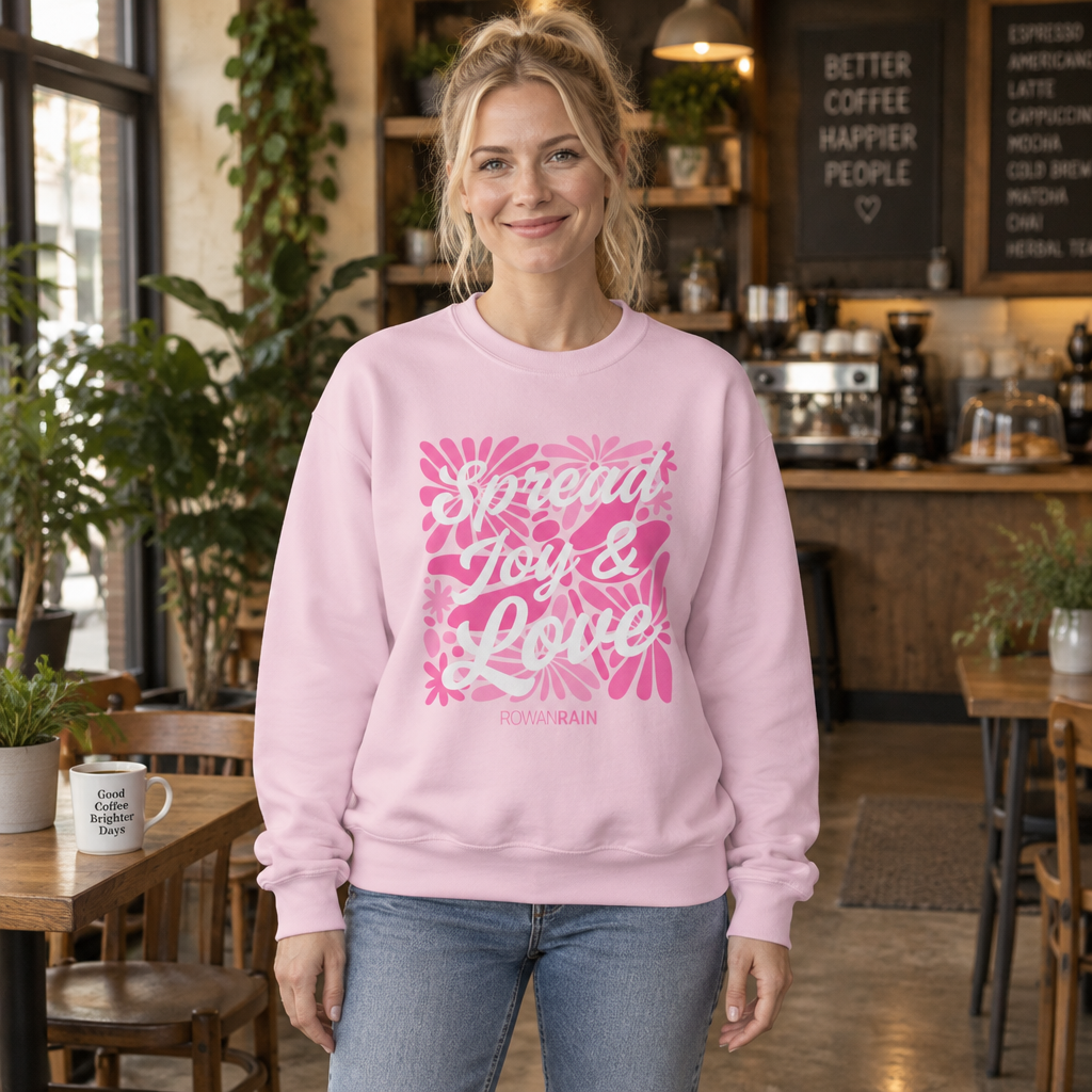 Pink Spread Joy and Love with Dragonfly and Flowers Sweatshirt