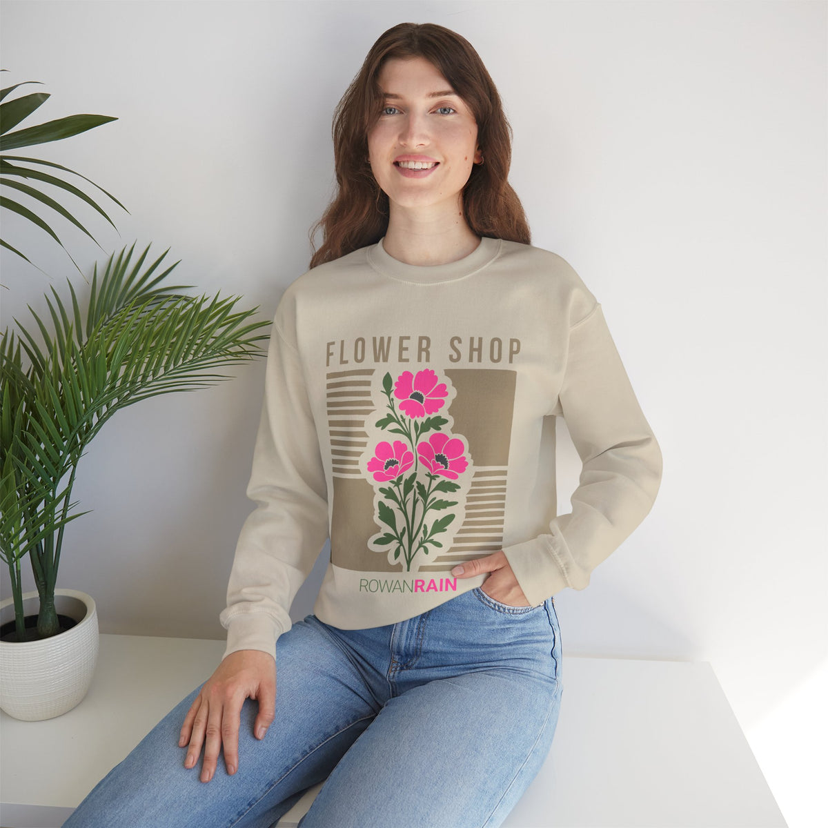 Pink, Green, and Gold Flower Shop Sweatshirt