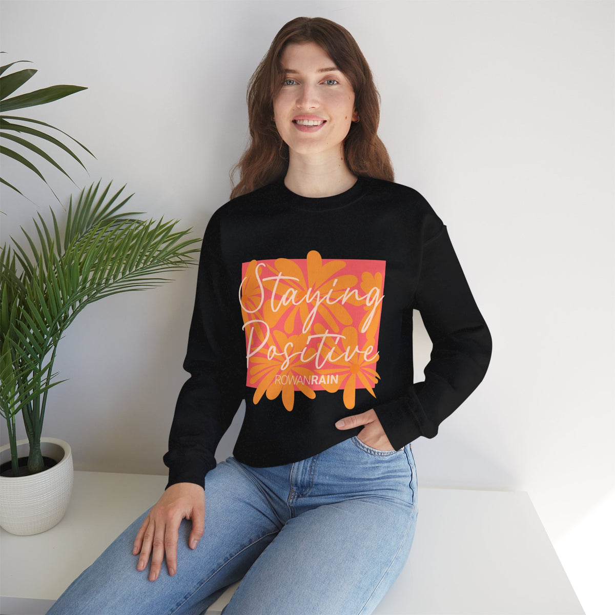 Pink and Orange Staying Positive Sweatshirt