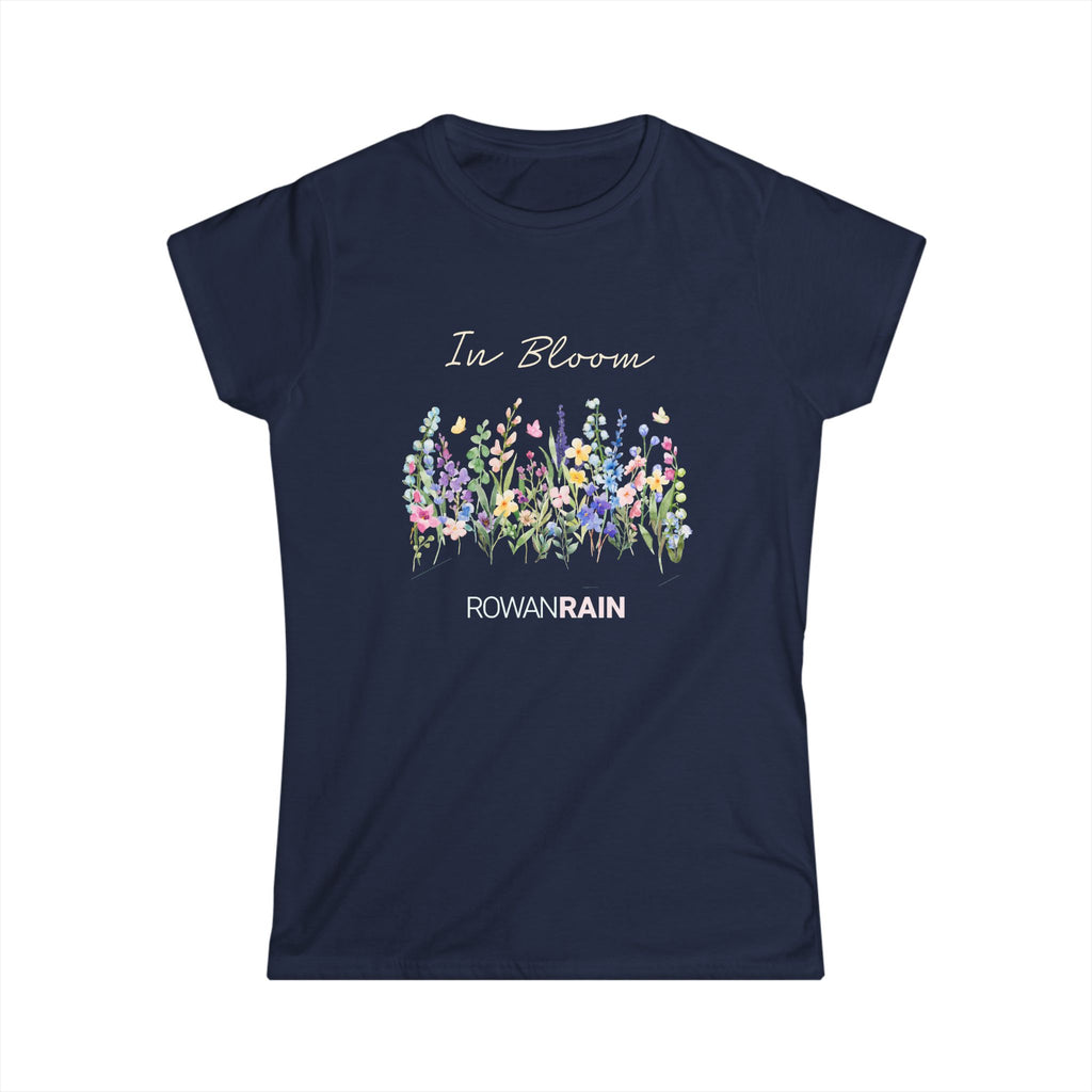 In Bloom Quote With Pastel Wildflowers Women's Softstyle Tee