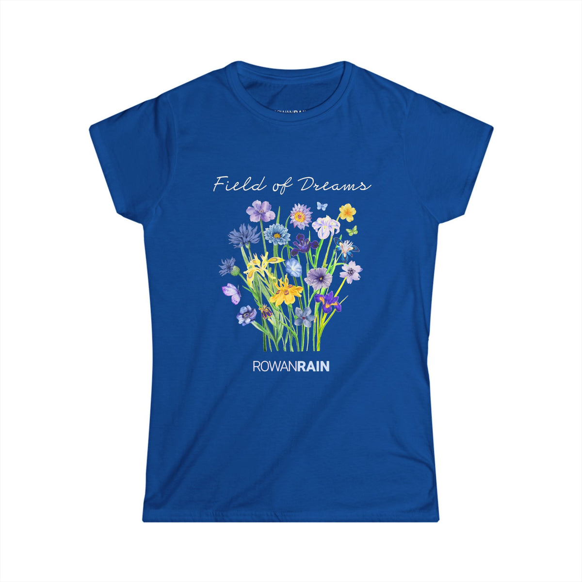 Field of Dreams Quote with Purple and Yellow Flowers Women's Tee