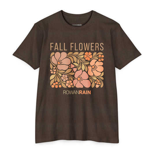 Green, Tan, and Orange Fall Flowers Tee