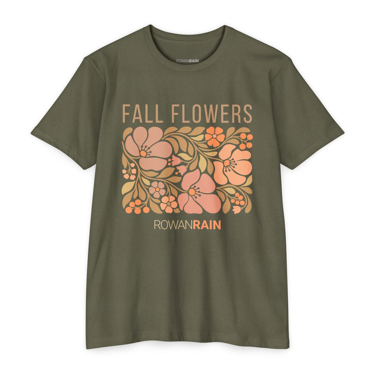 Green, Tan, and Orange Fall Flowers Tee