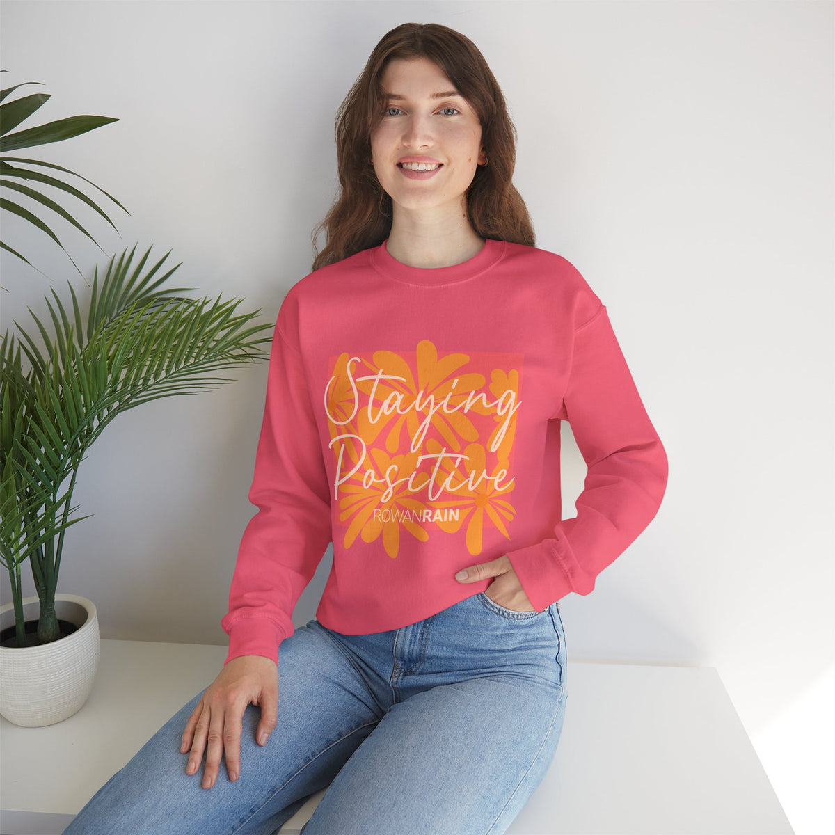 Pink and Orange Staying Positive Sweatshirt