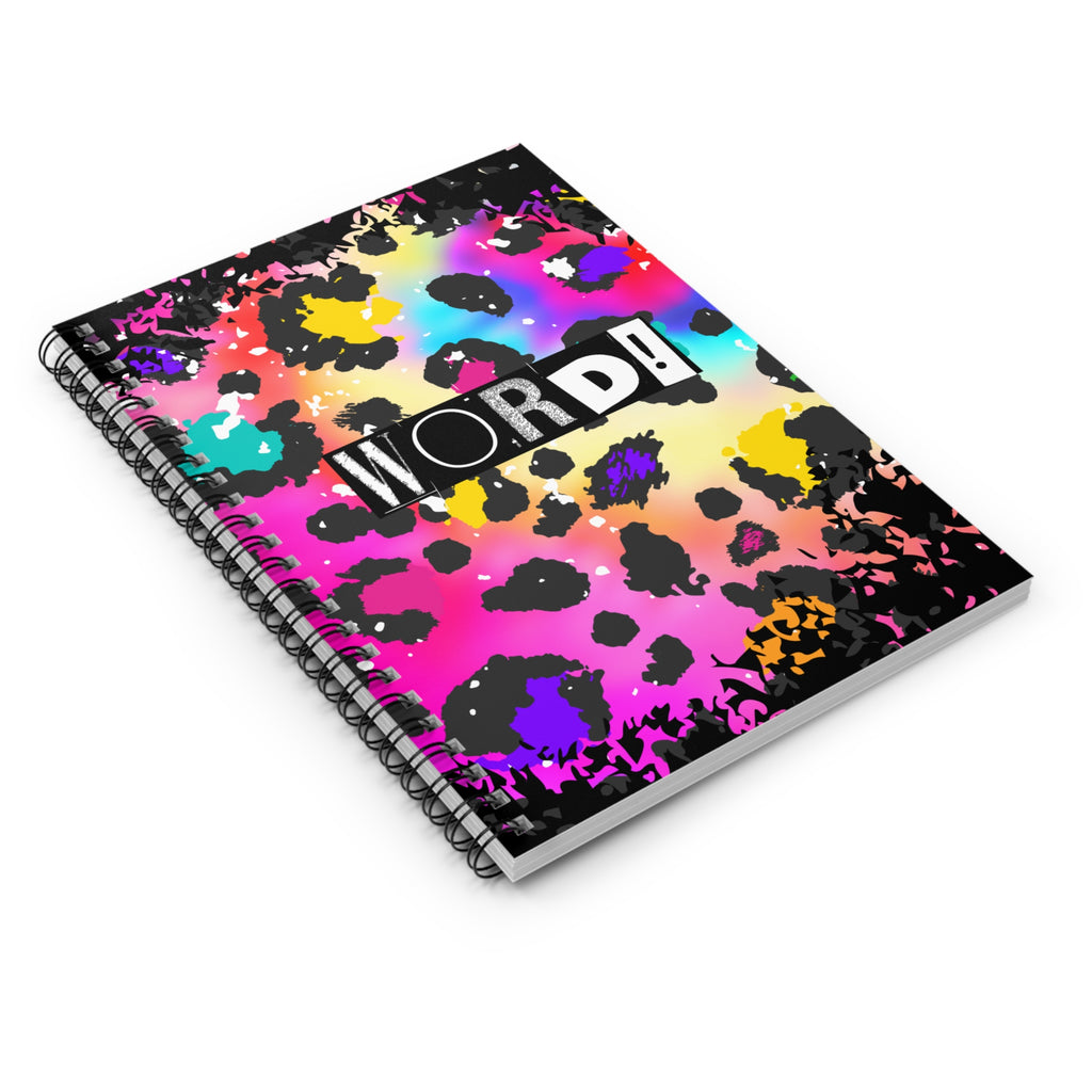 Word! 90s Inspired Colorful Leopard Print Spiral Notebook