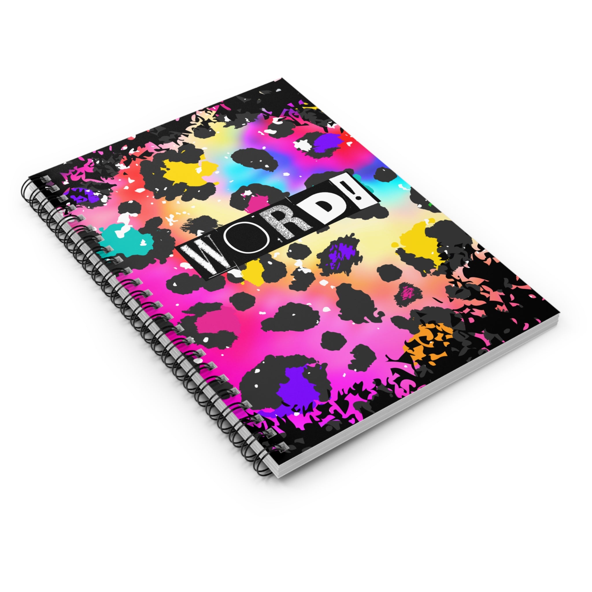 Word! 90s Inspired Colorful Leopard Print Spiral Notebook
