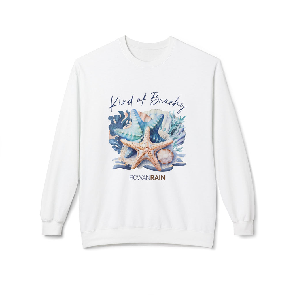 Kind of Beachy Quote with Shells in Blue and Tan Soft Crewneck Sweatshirt