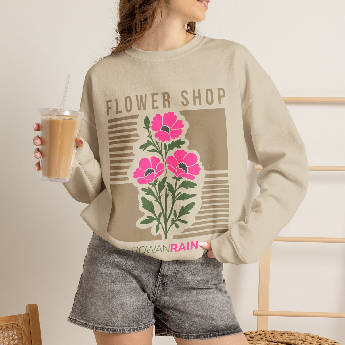 Pink, Green, and Gold Flower Shop Sweatshirt