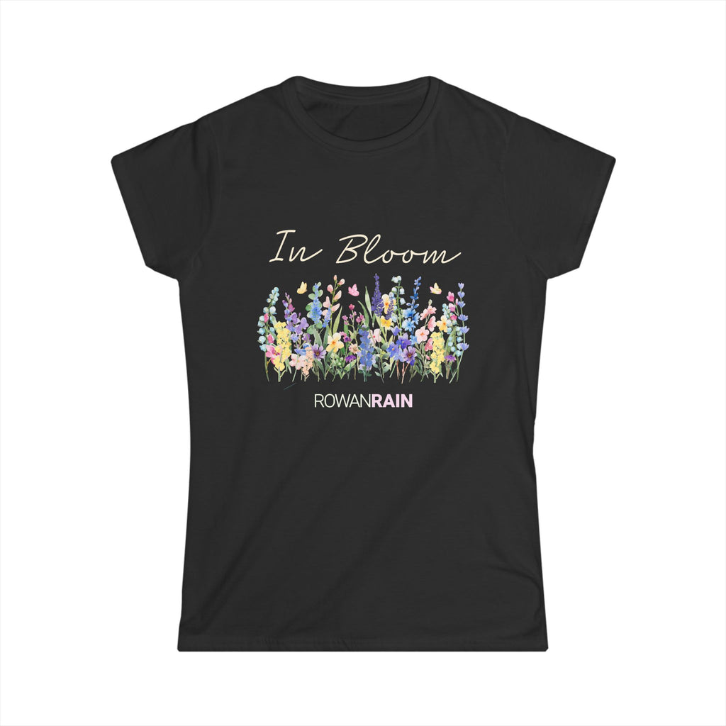 In Bloom Quote With Pastel Wildflowers Women's Softstyle Tee