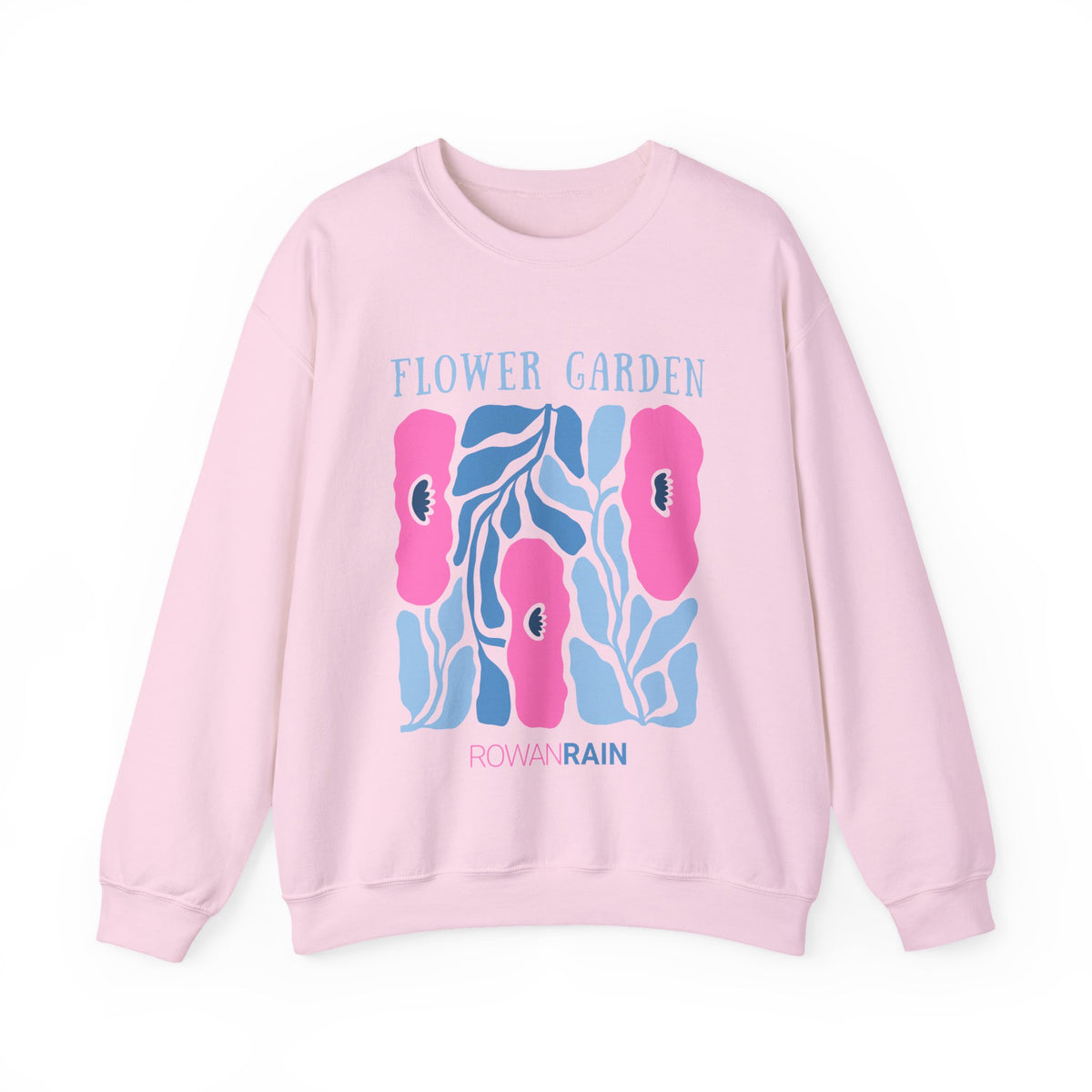 Pink and Blue Flower Garden Sweatshirt