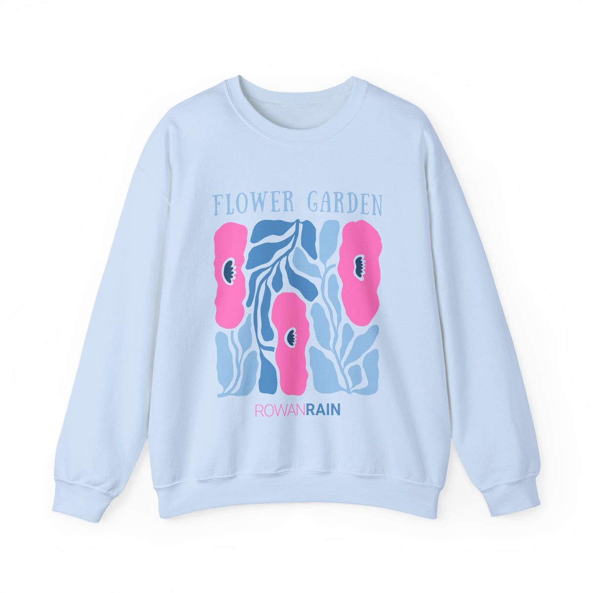 Pink and Blue Flower Garden Sweatshirt