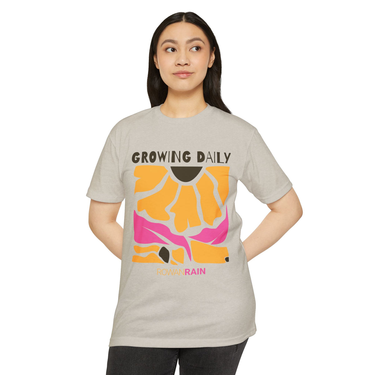 Pink and Yellow Growing Daily Sunflower Tee
