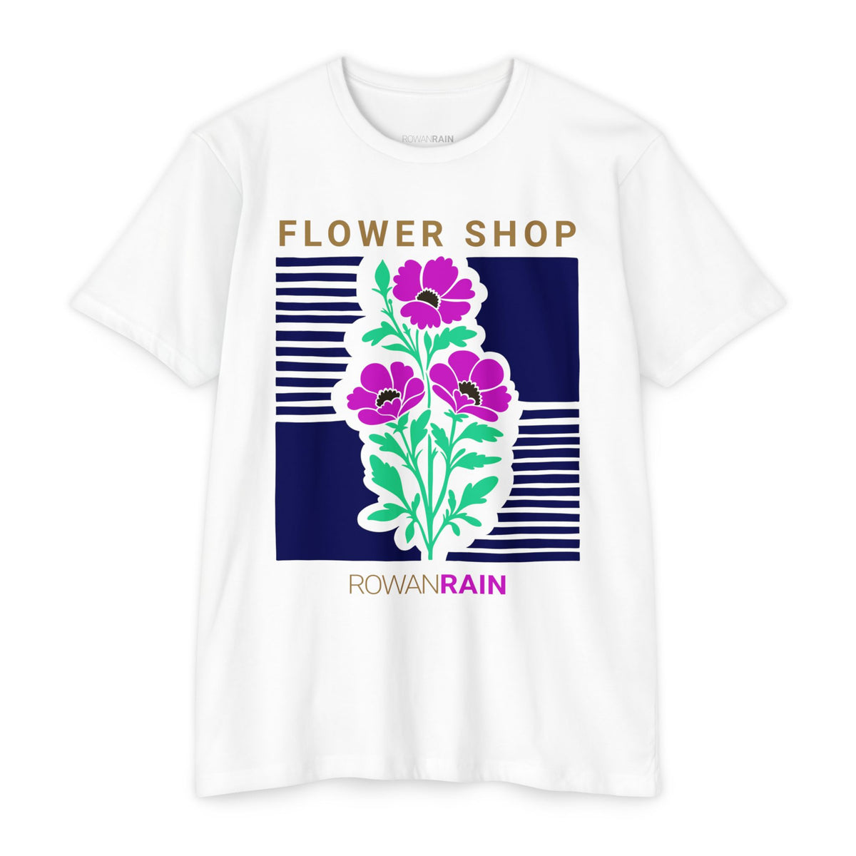 Purple, Green, Blue, and Gold Flower Shop Tee