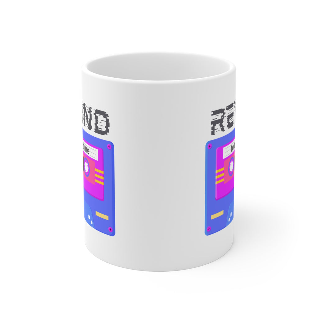 Rewind to a Better Time Cassette Mug; Purple, Fuchsia, & Gold; 11oz