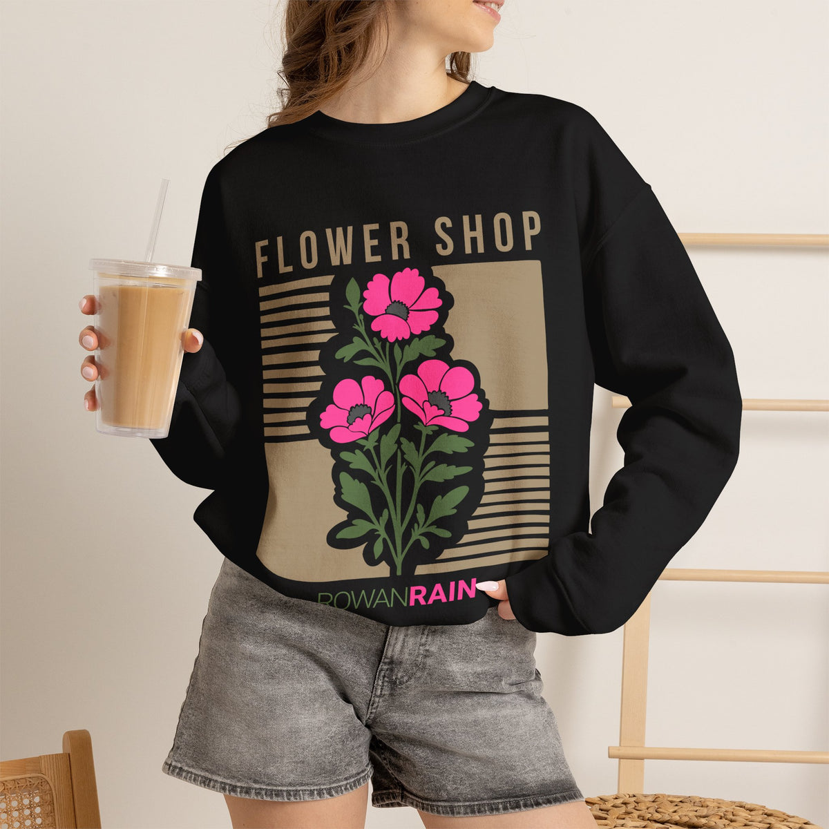 Pink, Green, and Gold Flower Shop Sweatshirt