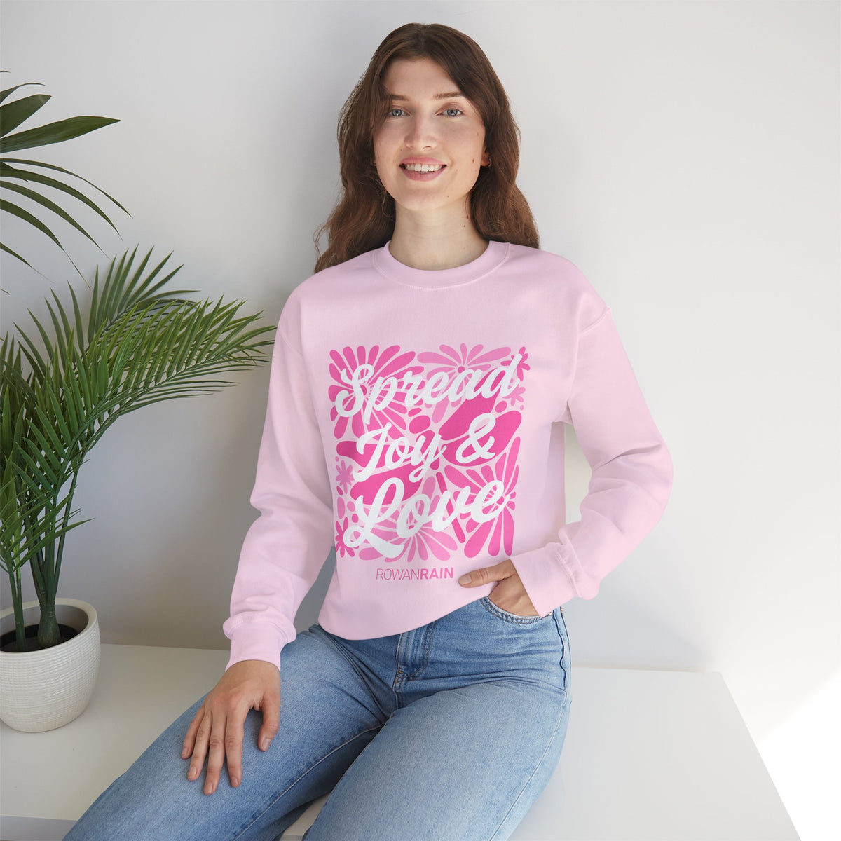 Pink Spread Joy and Love with Dragonfly and Flowers Sweatshirt