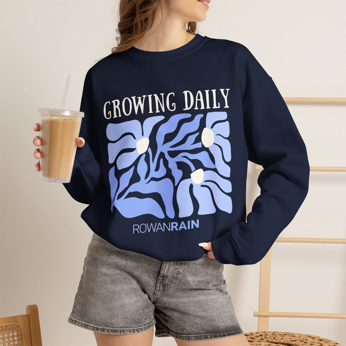 Pastel Blue and Off-White Growing Daily Sweatshirt
