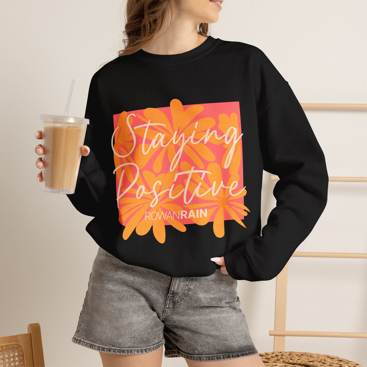 Pink and Orange Staying Positive Sweatshirt