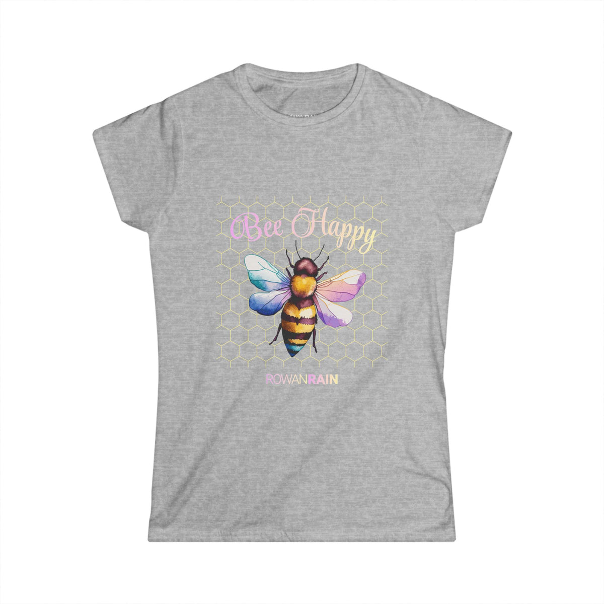 Bee Happy Quote with Pink and Yellow Bee Women's Tee