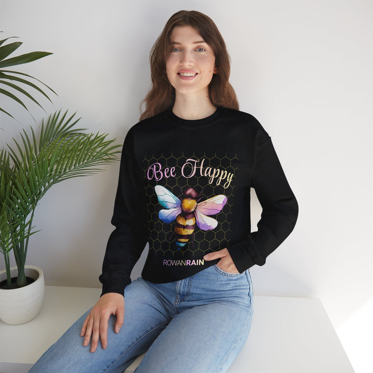 Pink and Yellow Bee Happy Sweatshirt