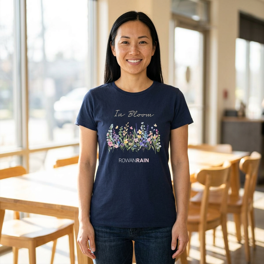 In Bloom Quote With Pastel Wildflowers Women's Softstyle Tee