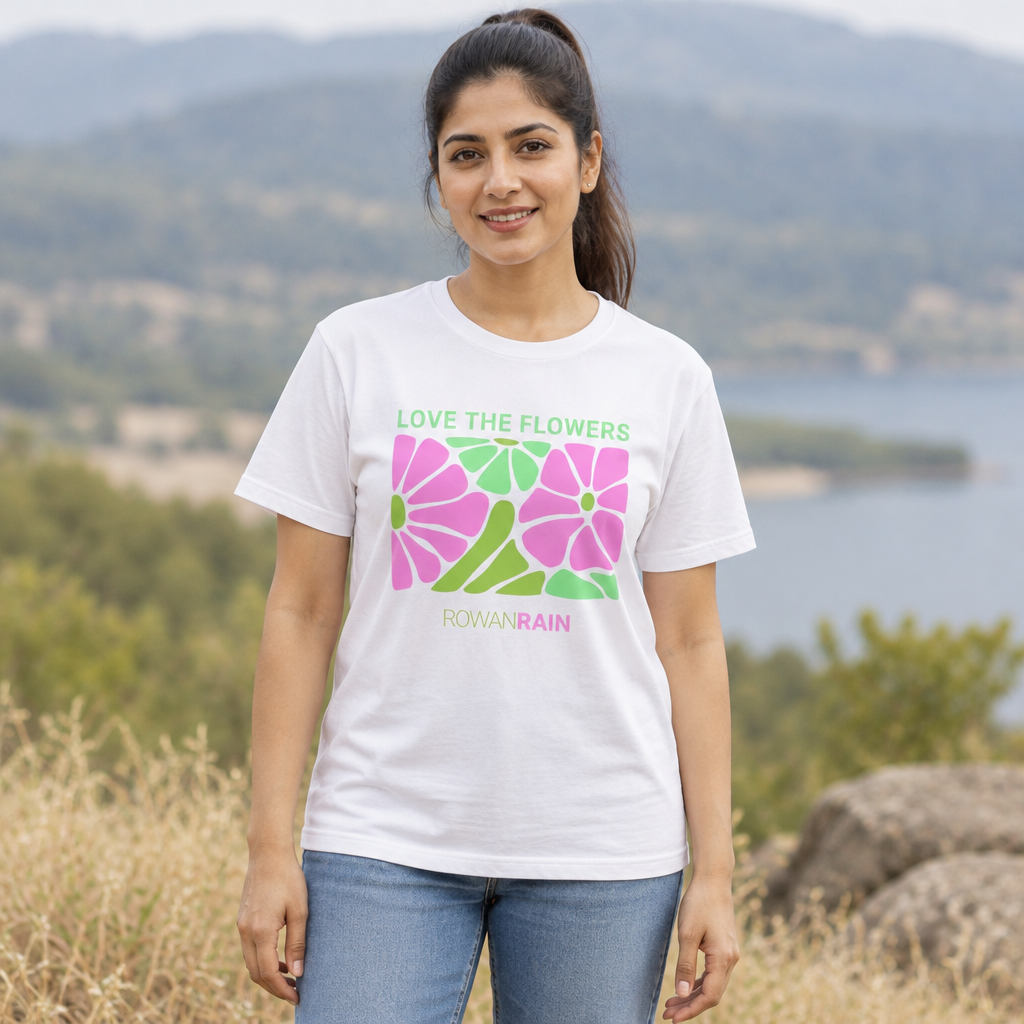 Pink and Green Love the Flowers Tee