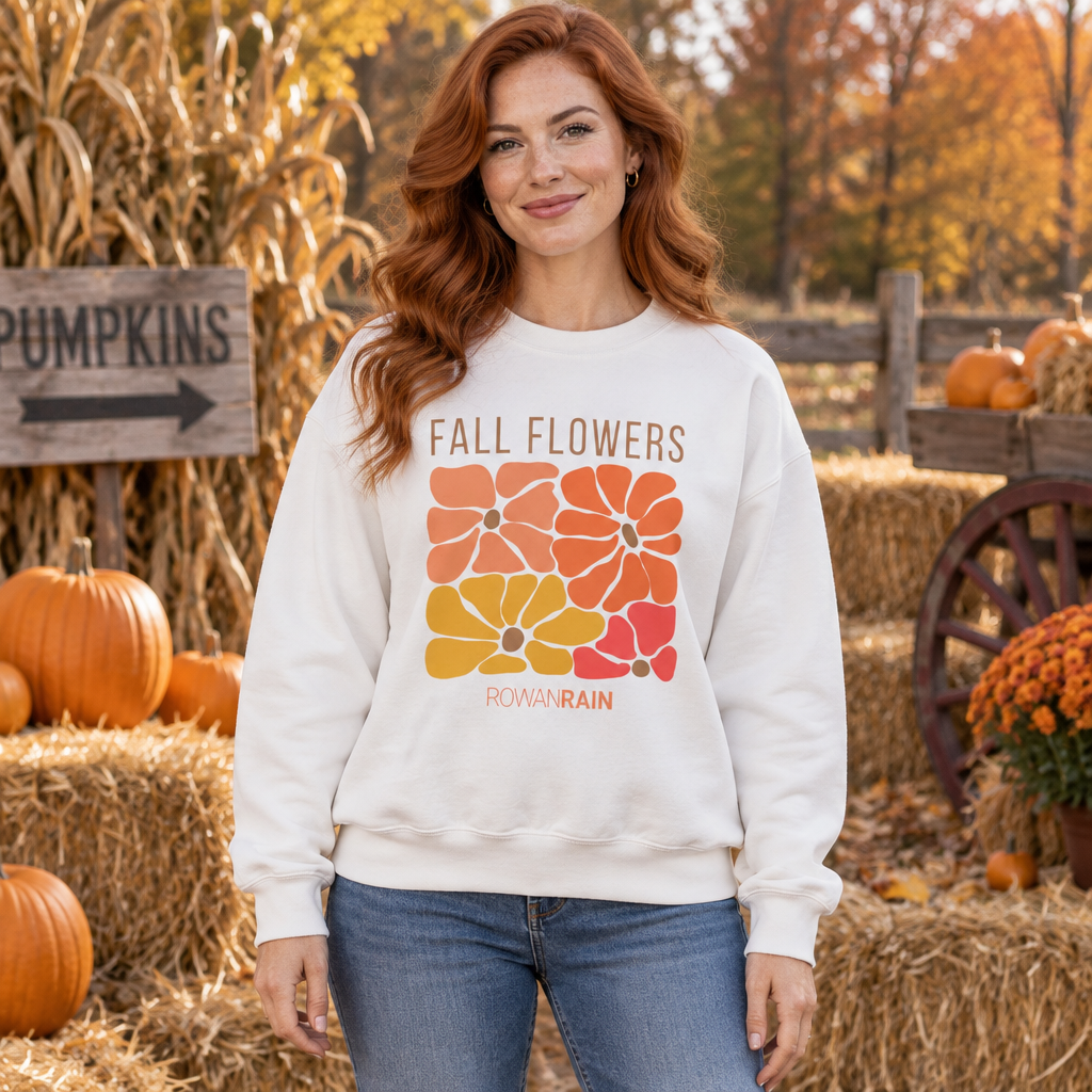 Orange, Gold, and Red Fall Flowers Sweatshirt