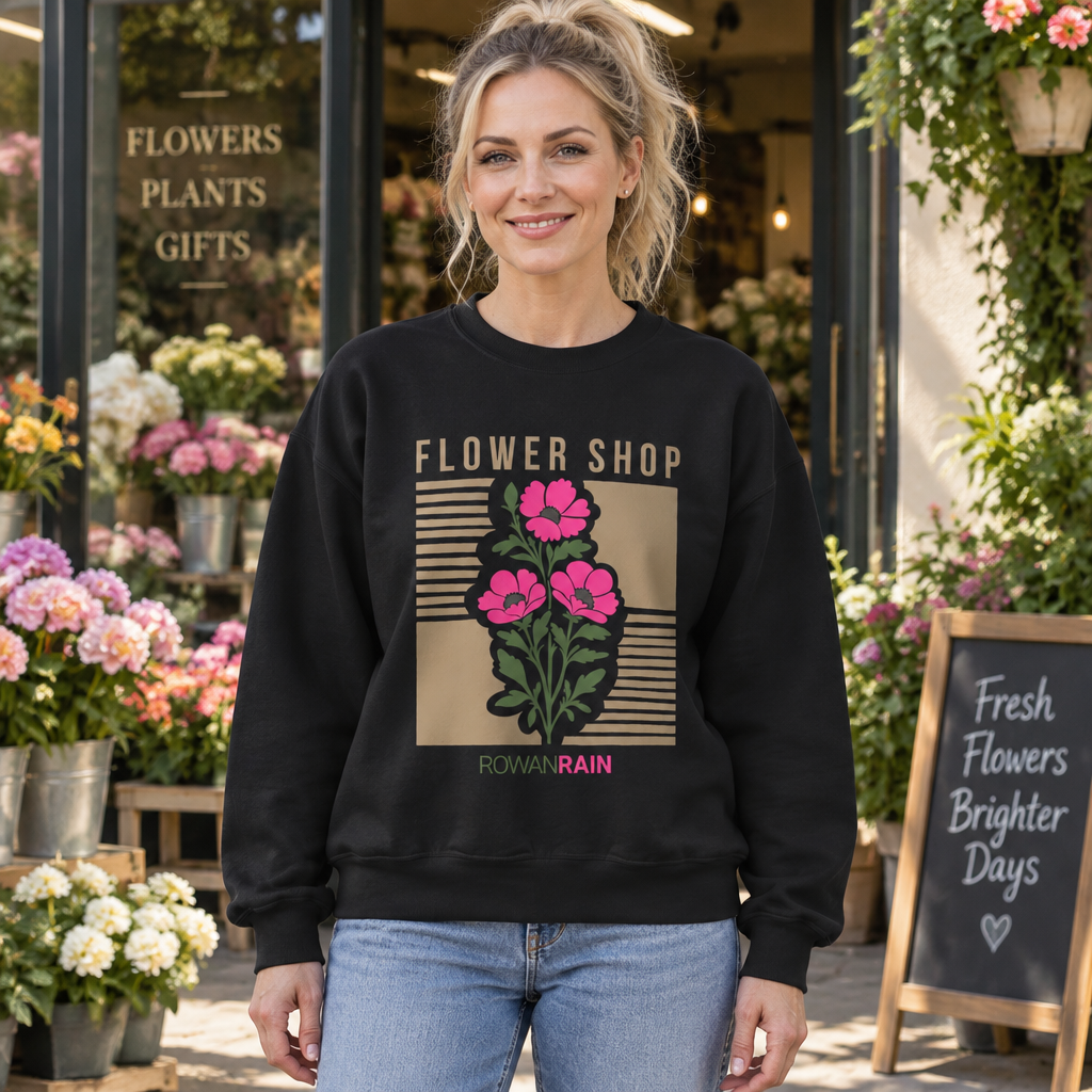 Pink, Green, and Gold Flower Shop Sweatshirt
