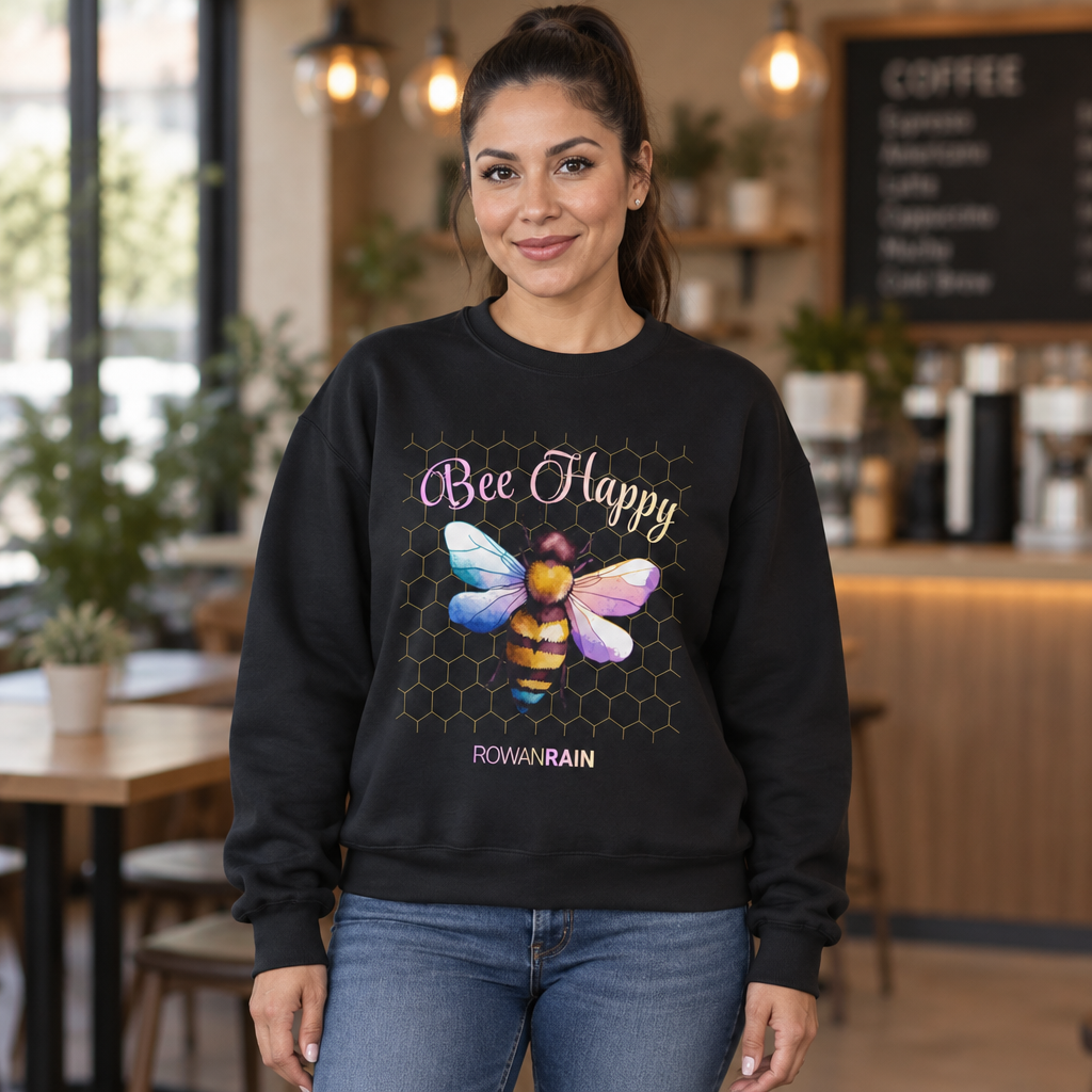 Pink and Yellow Bee Happy Sweatshirt