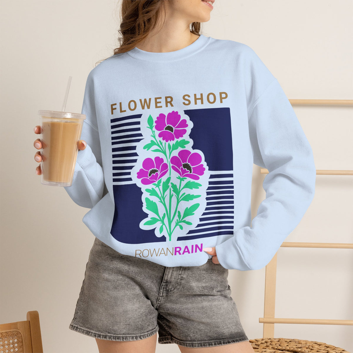Purple, Green, Blue, and Gold Flower Shop Sweatshirt