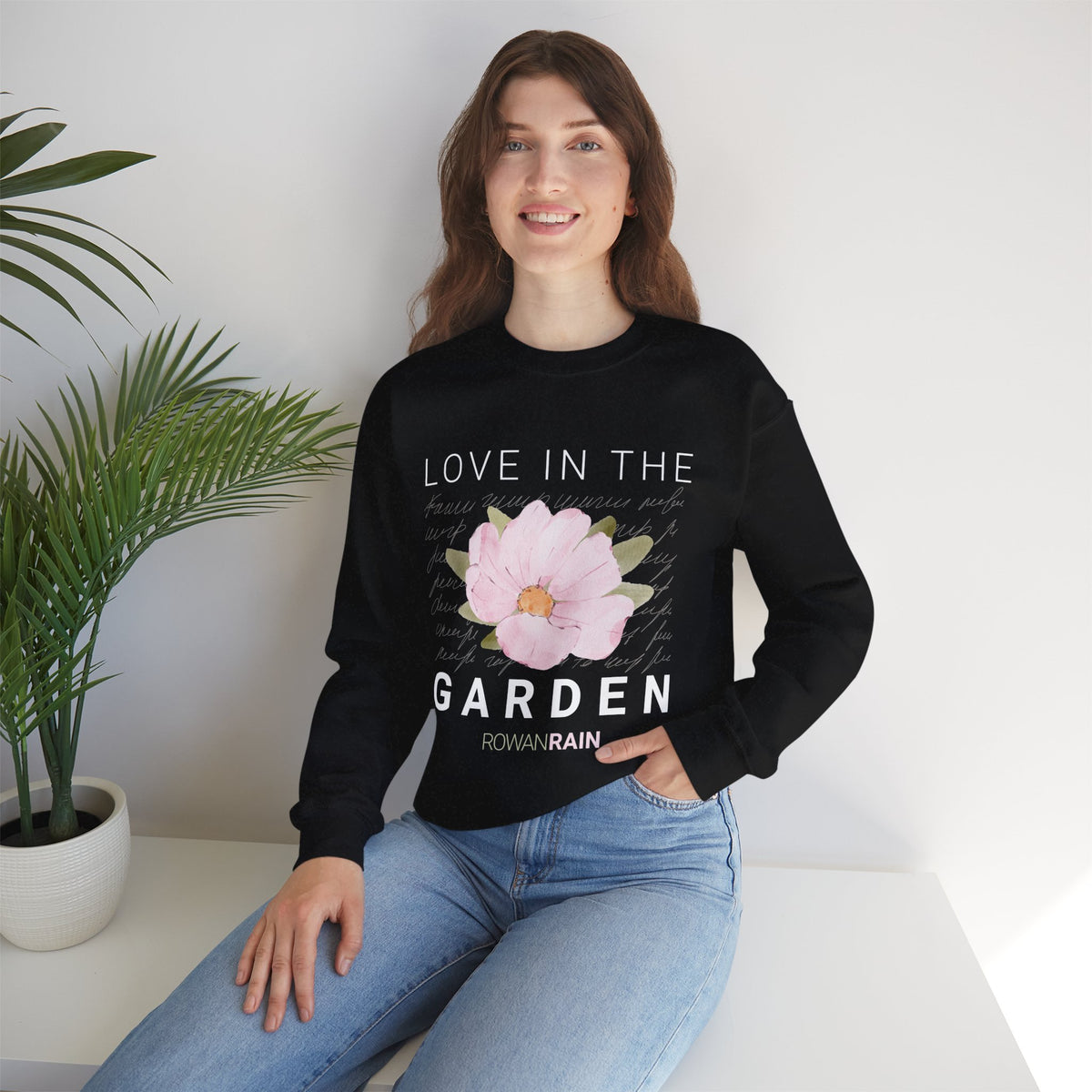 Pink, Green, and White Love In the Garden Sweatshirt