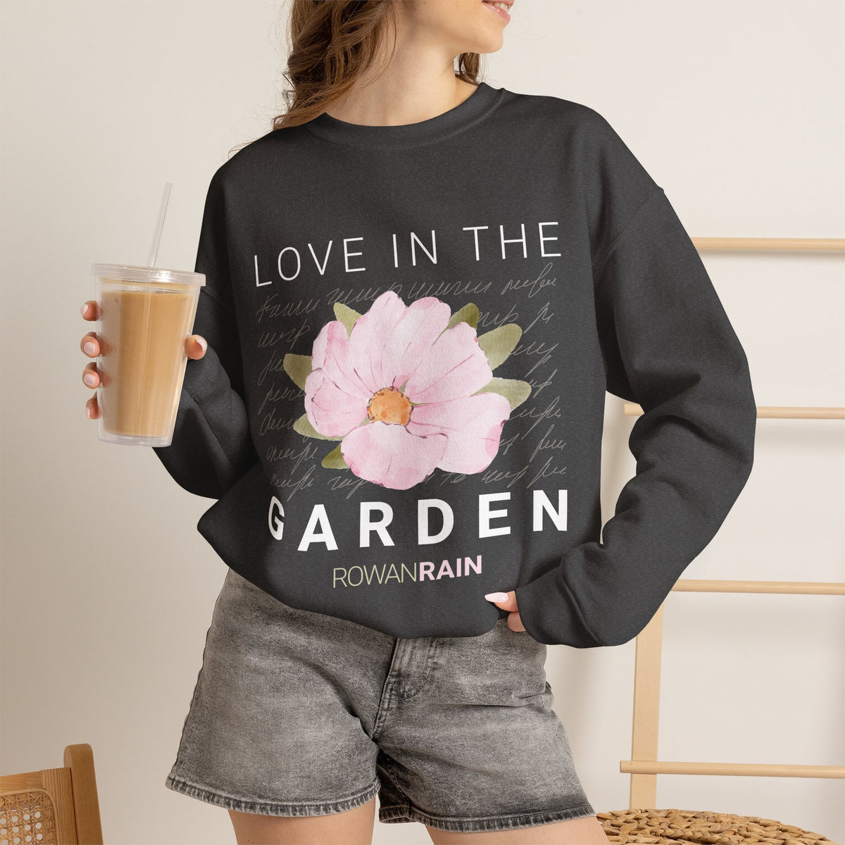 Pink, Green, and White Love In the Garden Sweatshirt