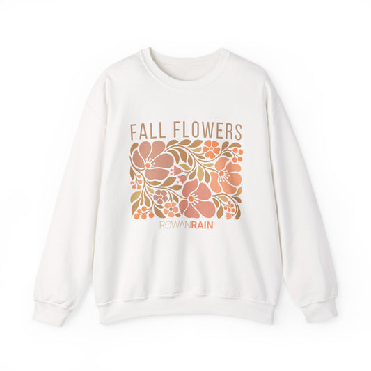 Green, Peach, and Tan Fall Flowers Sweatshirt