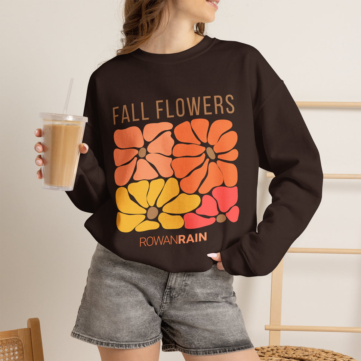 Orange, Gold, and Red Fall Flowers Sweatshirt
